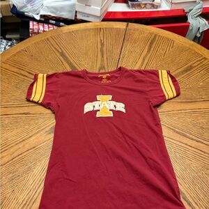 Women's Maroon and Yellow Iowa State Tee